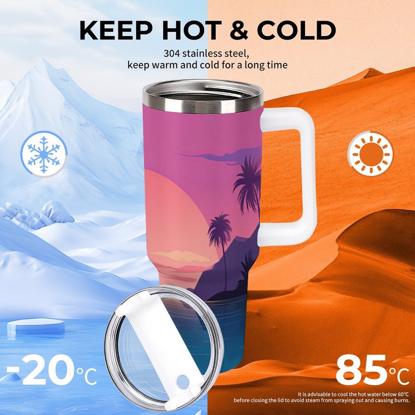 PHDT00535 POD US Local Tumbler 40oz Large Capacity Car Cup Island, Dusk