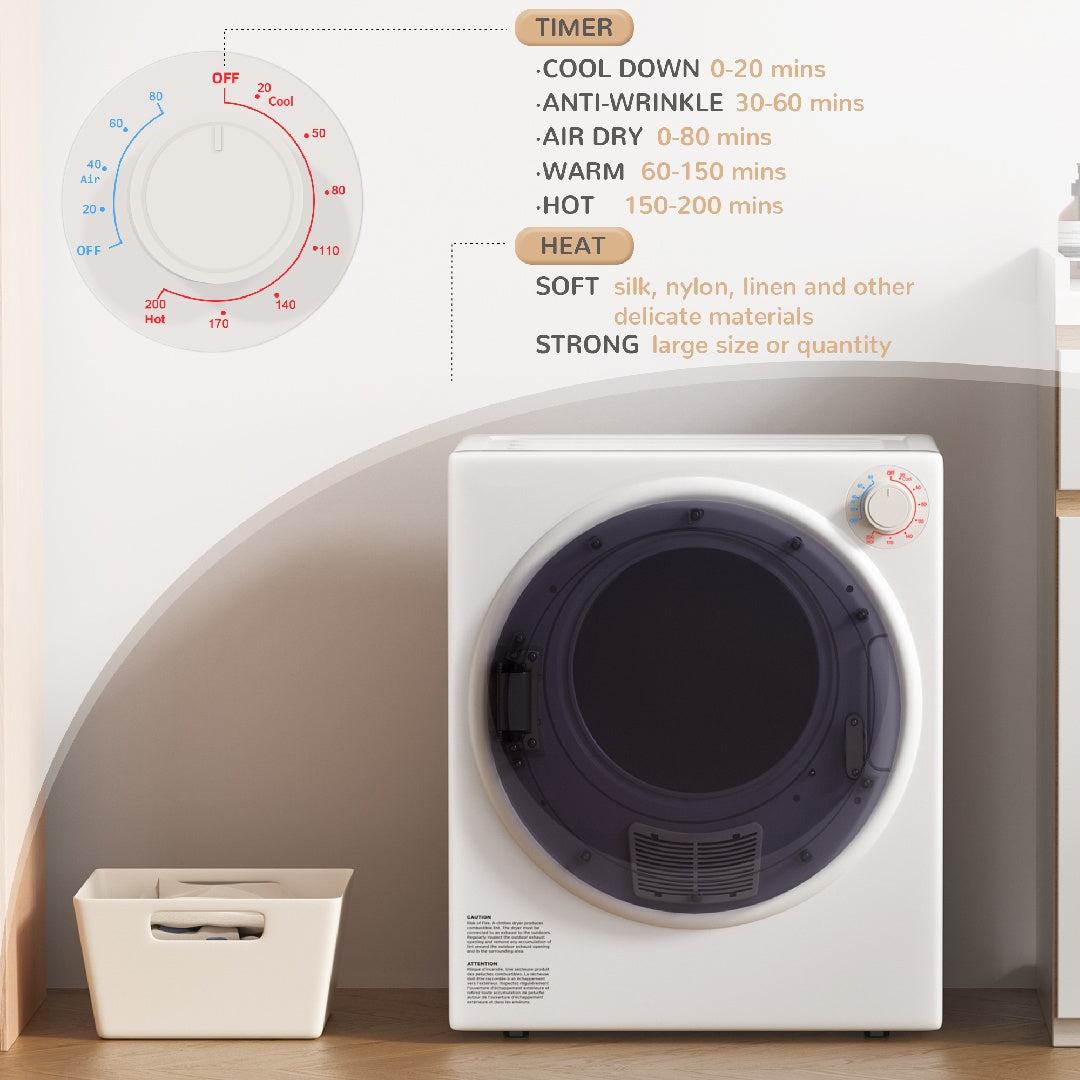 US Local Only Supports Self Pickup-Portable Dryer, Electric Dryer With Stainless Steel Inner Drum For Apartments, RVs, Dorms, Compact Dryer For Tight Spaces