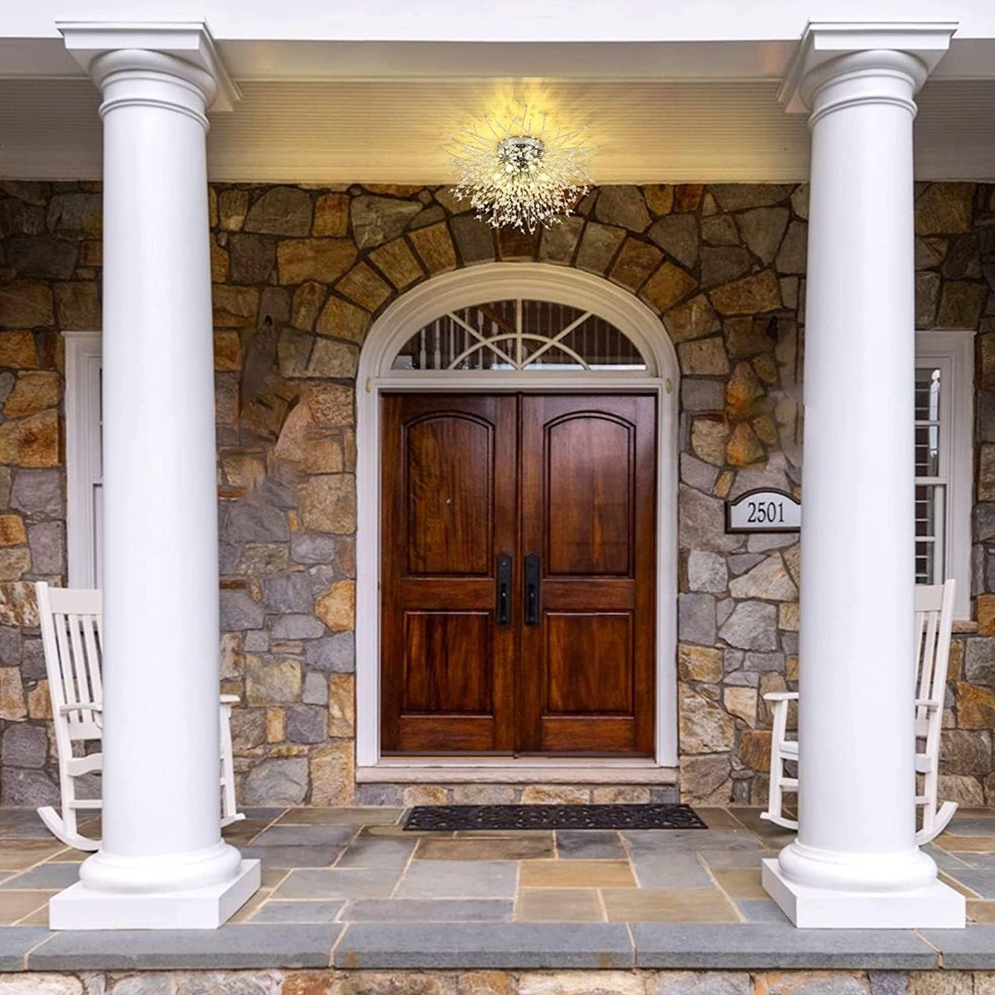 US Local Crystal Flush Mount Ceiling Light, Modern Sputnik Firework Close To Ceiling Lamp, LED Ceiling Light