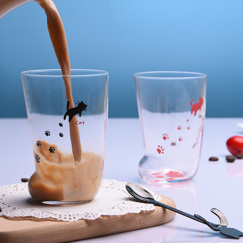 USA Local Creative Cute Cat Paws Glass Tiger Paws Mug Office Coffee Mug Tumbler Personality Breakfast Milk Porcelain Cup Gift