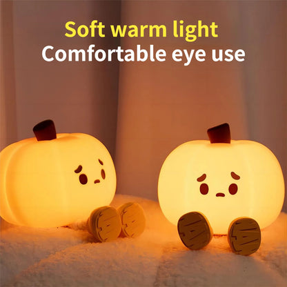 Home Decor Halloween Pumpkin Night Light Cute Soft Silicone Lamp Touch  Dimmable Rechargeable Bedside Decor Light Kids Gifts Child