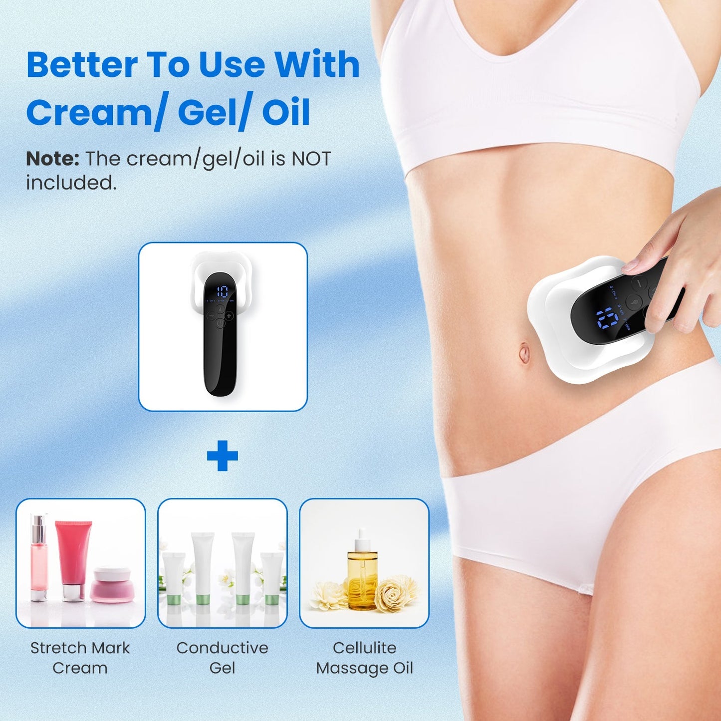 US Local 1Pc Body Shaping Machine Cordless Cellulite Massager Skin Tightening Device With 3 Modes 10 Levels Heating Function 15Mins Auto Off For Belly Waist Butt Arms Legs Hip Neck