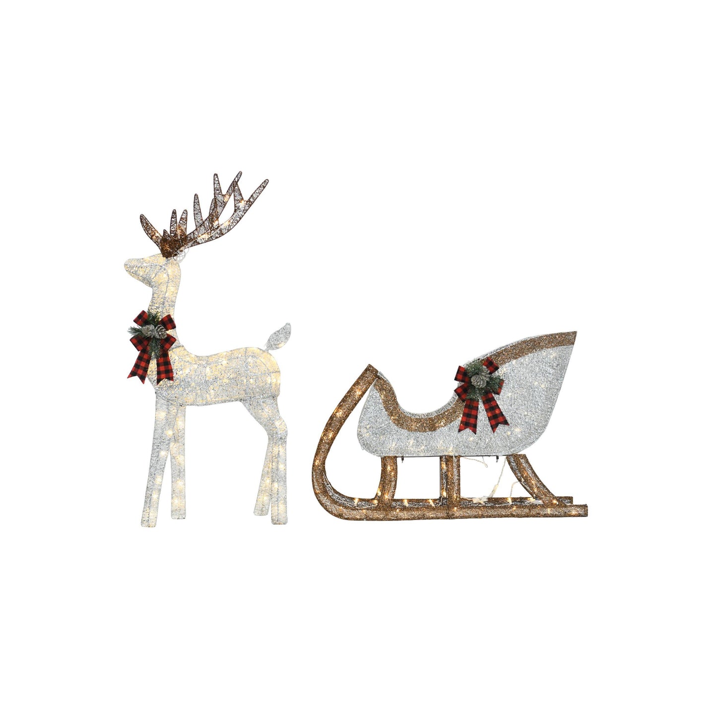 US Local 48-inch Christmas Reindeer And 38-inch Sleigh Decorations Create A Festive Atmosphere, Suitable For Indoor And Outdoor Scenes, A Must-have For Christmas