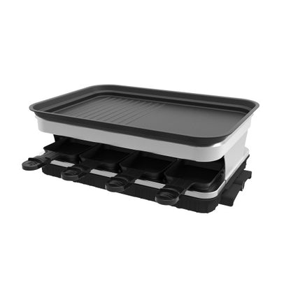 US Local Raclette Grill 8 People Grill Plate Non-stick Coated, Raclette With 8 Mini Raclette Pans, Infinitely Adjustable Temperature, 1500W