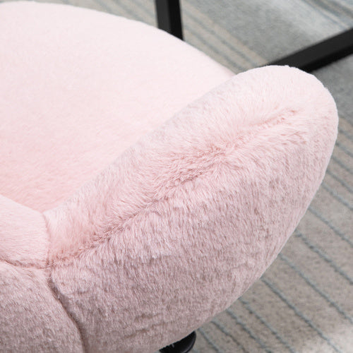 UK Local HOMCOM Makeup Vanity Chair, Cute Fluffy Desk Chair With Rolling Wheels For Bedroom Living Room