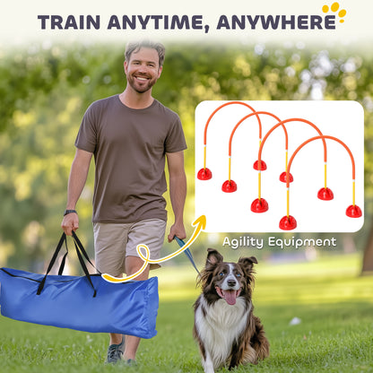 US Local 4 Piece Dog Agility Equipment W 4 Adjustable Width Doors, Carry Bag, Easy Assemble & Portable, Orange