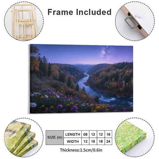 Decorative Interior Frame Painting Mountain-river-starry-autumn-1