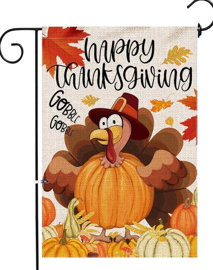 Thanksgiving Garden Banner Autumn Turkey Double-sided Linen