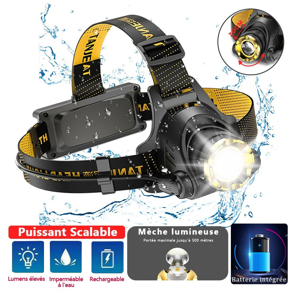 US Local LED Headlamp Rechargeable Head Torch Zoom Headlight Lamp Powerful Flashlight Fishling Driving Camping Light With 3 Modes Work Light