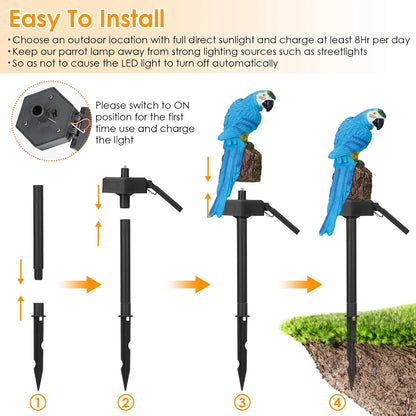 1Pc Solar Powered Parrot Garden Light IP65 Waterproof LED Parrot Landscape Lamp Decorative Lawn Lights For Yard Driveway Walkway Patio