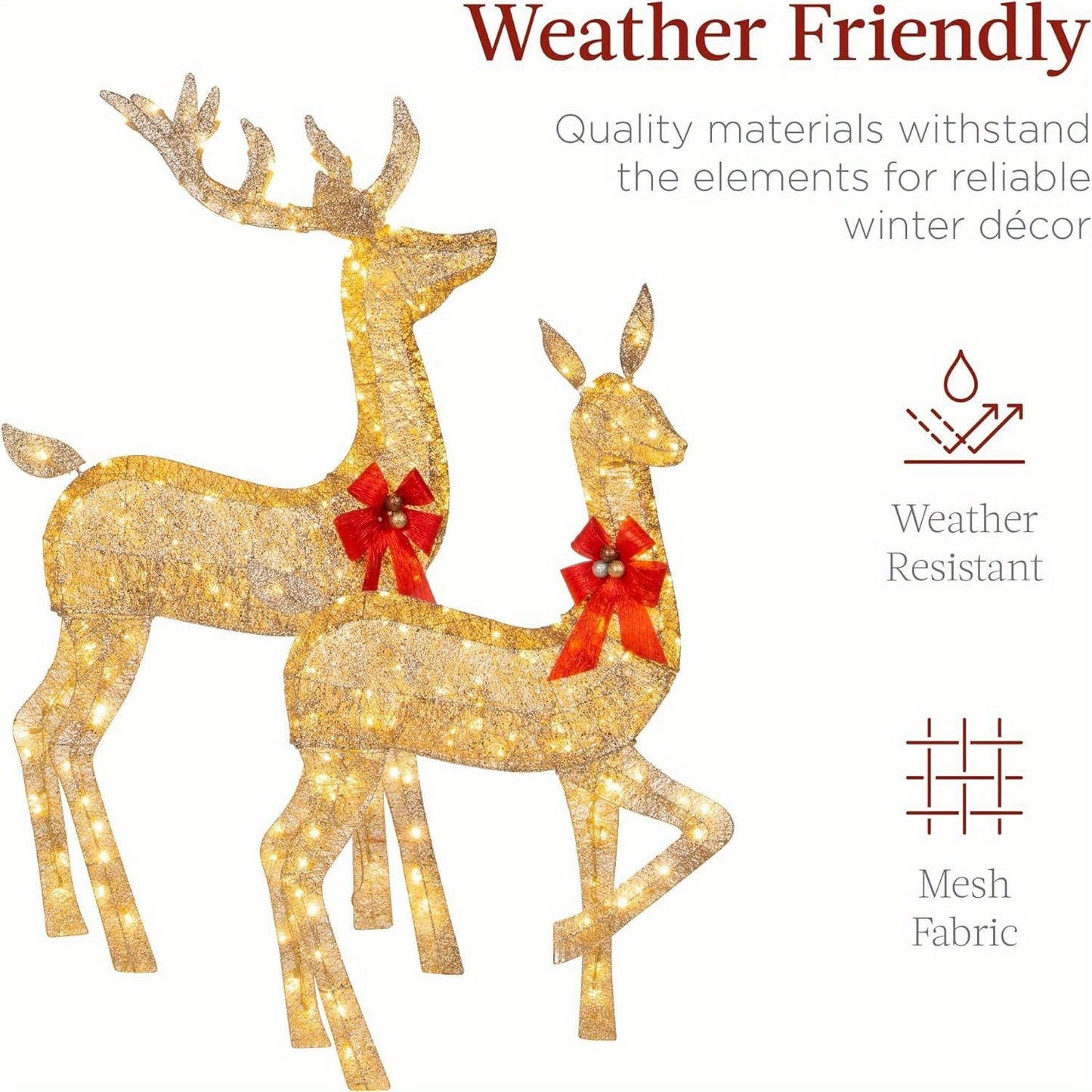 US Local Golden Christmas Reindeer Set - 3-Piece Holiday Decoration