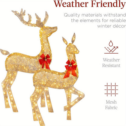 US Local Golden Christmas Reindeer Set - 3-Piece Holiday Decoration
