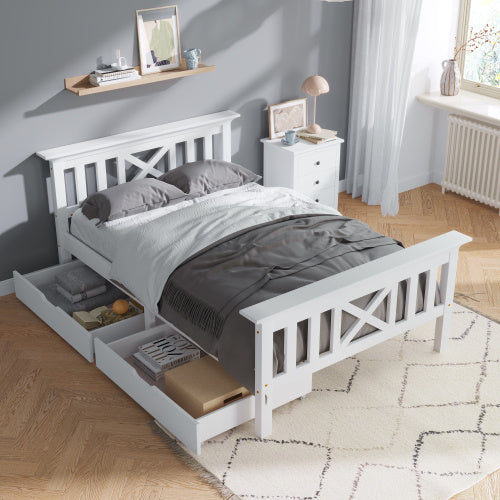 UK Local Wooden Bed Frame With Drawers Single Storage Bed Solid Pine Wood,3FT Guest Bed For Adults, Kids, Teenagers