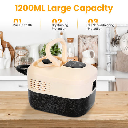US Local 1500W Handheld High Temperature And Pressure Steamer Cleaner With 1200ML Tank 8 Accessories 6 Steam Levels Digital Display Handle Control For Dirt Grease Grout Tile Floor Couch Car