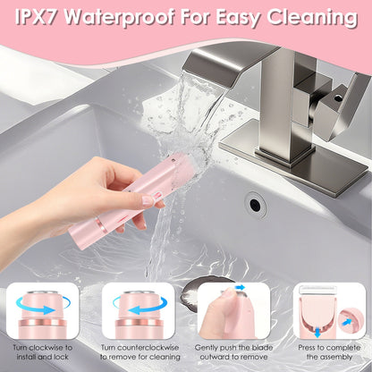 US Local 1Pc 2 In 1 Bikini Trimmer For Women Dual Head Cordless Body Shaver IPX7 Waterproof Rechargeable Pubic Hair Razor Wet And Dry Use For Bikini Underarm Leg Arm Body Face