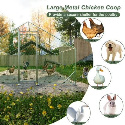 US Local Large Metal Chicken Coop, Walk-in Chicken Run,Galvanized Wire Poultry Chicken Hen Pen Cage, Rabbits Duck Cages With Waterproof And Anti-Ultraviolet Cover For Outside 10 L X 20 W X 6.56 H
