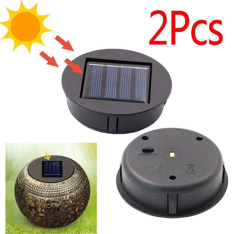UK Local 2PCS Garden Solar Powered Replacement Round LED Light Box Fit For Lantern Lamp