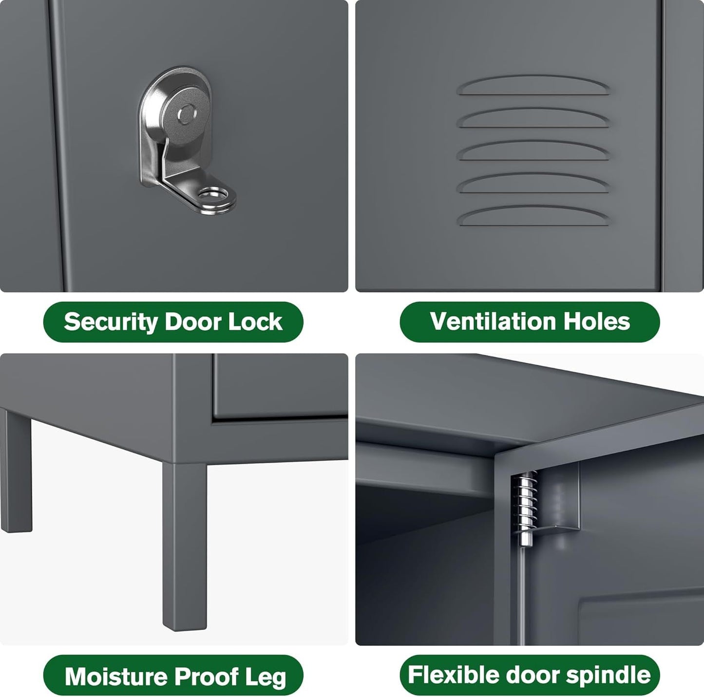 US Local Metal Lockers For Employees With 18 Door,Metal Storage Locker With Lock For School Garage Gym Office Home Bedroom,Assembly Required,18 Doors Dark Grey