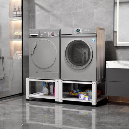 US Local Laundry Pedestal 18 In Height, Washer And Dryer Pedestals With Storage Shelf, 700lbs Weight Capacity Washing Machine Stands For Most Washers And Dryers, Assembly Required, White, 2 Pack