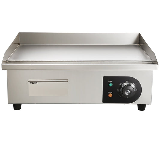 VEVOR ,1600W Countertop Flat Top  Steel Teppanyaki Grill With Iron Cooking Plate Adjustable Temp Control 2 Shovels & Brushes, 110V