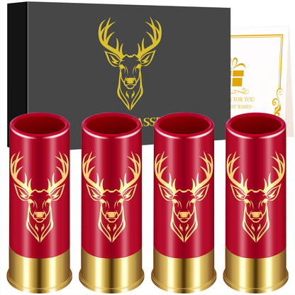 US Local 4 Deer Heads 1.5 Ounces - Reusable High-quality Plastic Bullet Cup, Suitable For Whiskey, Cocktails, And Wine, Perfect For Bars, Parties, And Gifts
