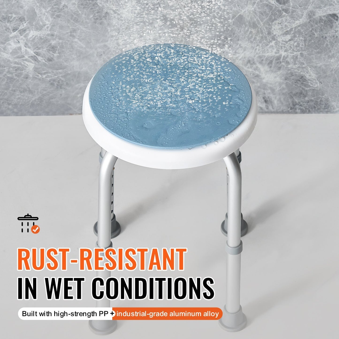 US Local VEVOR Shower Chair For Inside Shower, 360 Degree Swivel Shower Seat, Adjustable Height Shower Stool, Non-Slip Bench Bathtub Seat Stool For Elderly Disabled Adults Handicap, 300 Lbs Capacity