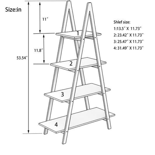 US Local Solid Wood, Bamboo Wood, Oxford A- Shaped Ladder Display Bookshelf
