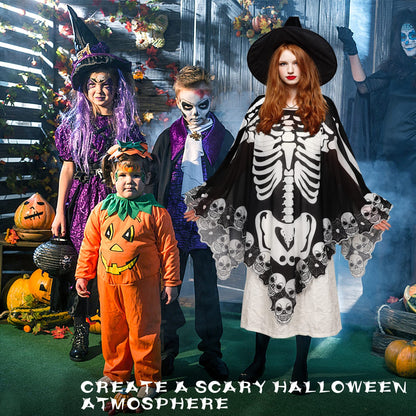 US Local Halloween Lace Poncho Plus Size Halloween Skeleton Cape Day Of The Dead Costumes For Women 59 Inches X 59 Inches