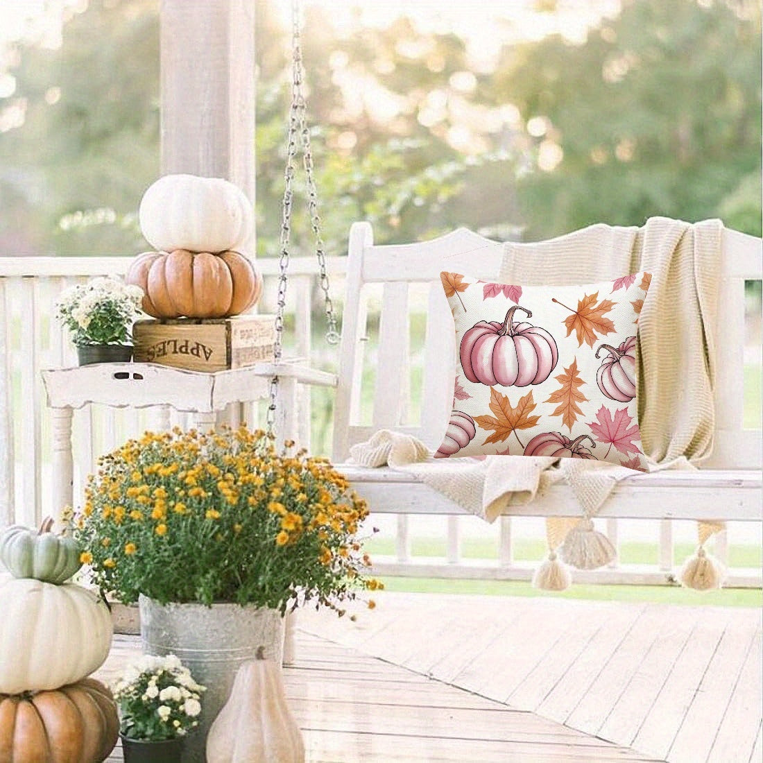 US Local 4 Pack Fall Pillow Covers 18x18in Farmhouse Pumpkin Maple Leaf Cushion Case Autumn Sofa Couch Decor For Autumn Thanksgiving Harvest Decorations