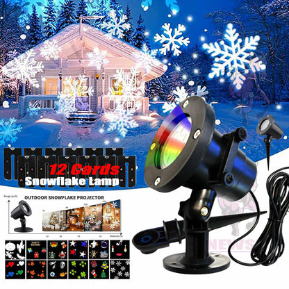 US Local 48 Pattern Christmas Projector Laser Light Snow LED Lamp Landscape Garden XMAS