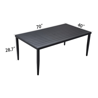 US Local Outdoor Patio Aluminum 40x70 Rectangle Dining Table With Tapered Feet Umbrella Hole, Ember Black