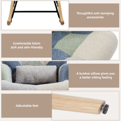 UK Local Rocking Chairs For Adults, Tteddy Rocking Chair Relaxing Recliner Chair With Solid Wood Legs High Back Lounge Chairs For Balcony Living Room Bedroom