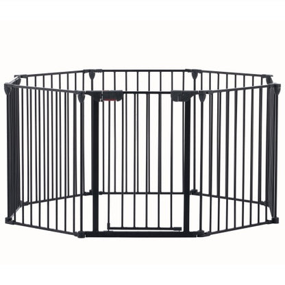 US Local 200 Adjustable Safety Gate 8 Panels Play Yard Metal Doorways Fireplace Fence Christmas Tree Fence Gate For House Stairs Gate Prohibited Area Fence
