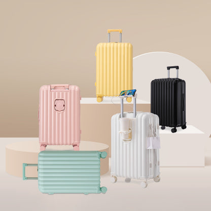 US Local 20 24 28 3 Pcs Set In ABS Spinner Wheel Luggage, Carry On Suitcase, With Cup Holder & USB Port Phone Holder