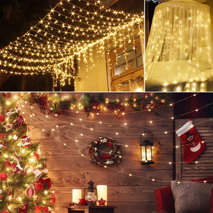 US Local 1 Pc 3Meter 300 LEDs String Curtain Light With Remote 8 Light Modes IP44 Waterproof For Christmas Halloween New Year Yard Garden Party