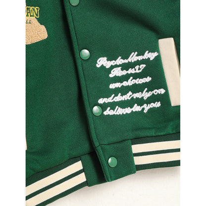 US Local Toddler Kids Girls Boy's Trendy Embroidery Letters Print Jacket Baseball Collar Sports Casual Coat Children's Wear