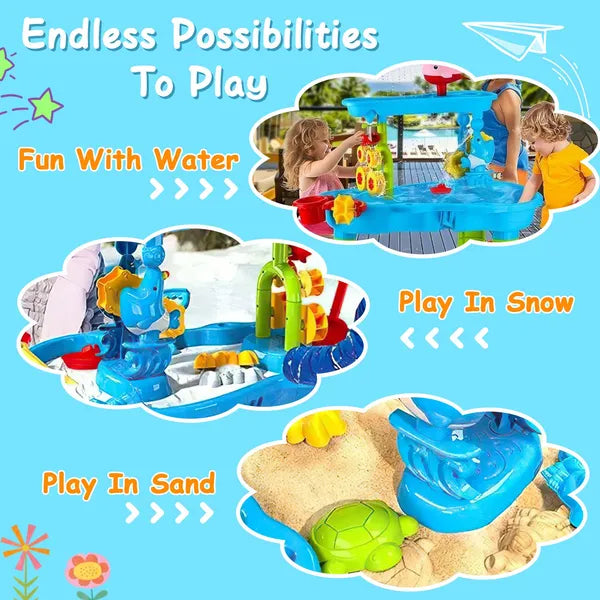 US Local Kid Sand Water Table Toddler Water Activity Table Rain Showers Play Table Toy For 3-6 Years Old Sensory Exercise Friendship Building