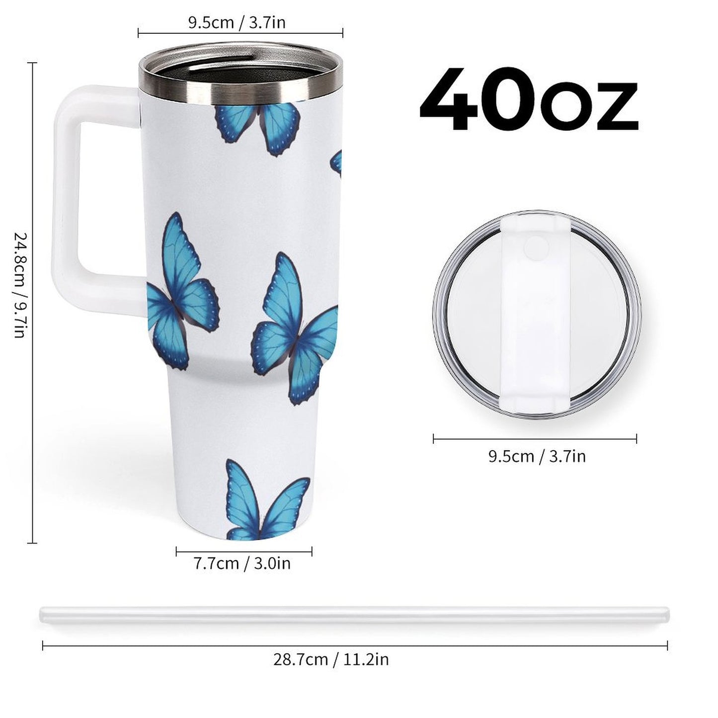 PHDT00489 POD US Local Tumbler 40oz Large Capacity Car Cup Blue Morpho Butterfly