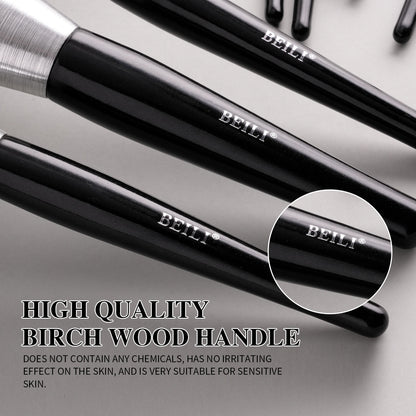 US Local Beili Christmas Gift Makeup Brush Set Of 10, Kabuki Brushes With Synthetic Hair For Foundation, Concealer, And Eyeshadow.