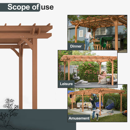 US Local Outdoor Wood Pergola, Wooden Patio Pergola Gazebo For Climbing Plant Support, Garden,Brown