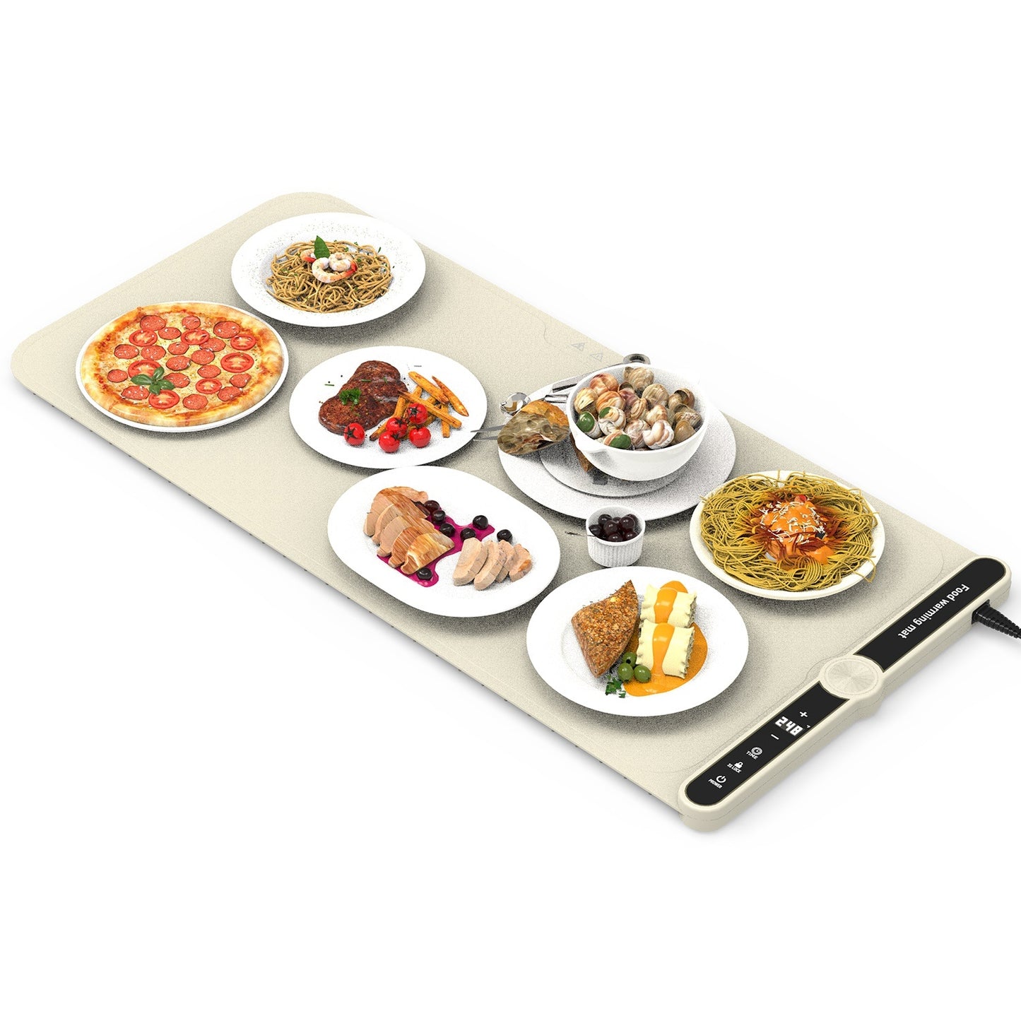 US Local 2 Size Optional Silicone Food Warming Mat With 9 Temperature Levels 6Hrs Timer Child Lock Auto Shut Off Roll-Up Electric Warming Tray For Party Buffet Gathering Daily Use 8S Fast And Even Heating