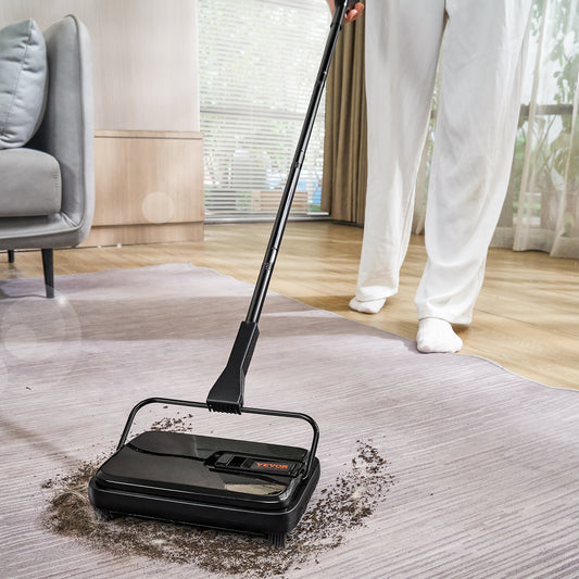 US Local VEVOR Carpet Sweeper, 7.87 In Sweeping Paths, Floor Sweeper Manual Non Electric, 300 Ml Dustbin Capacity With Comb For Home Office Rugs Hardwood Surfaces Wood Floors Laminate, Cleans Dust Pet Hair