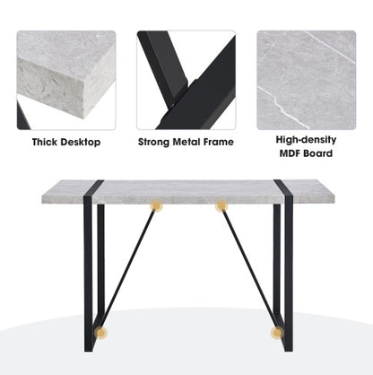 US Local Modern Dining Table, 55 Inch Kitchen Table For 4 People, Rectangular Dinner Table For Dining Room, Home Office, Living Room Furniture, Easy Assembly,