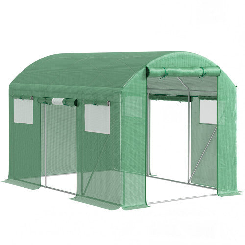 UK Local Outsunny 9.8 X 6.6ft Walk-In Polytunnel Greenhouse - Green