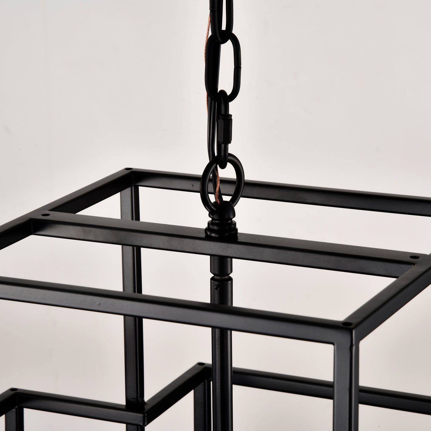 US Local 8-Light Metal Lantern Tiered Pendant Hanging Light Fixtures, Industrial Farmhouse Adjustable Height Chandeliers For Dining Room Hallway Foyer Entryway--Matte Black E12 Bulbs Not Included