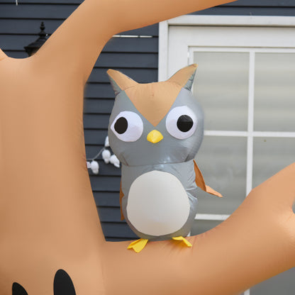 US Local HOMCOM 7.5 Tall Lighted Halloween Inflatables Outdoor Decorations Haunted Tree With Owl, Ghost, Pumpkins, Blow Up LED Yard Decor For Garden, Lawn, Party, Holiday, Waterproof