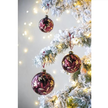 US Local D3.9 Christmas Ball Ornaments, Glass Decorative Hanging Ball Christmas Tree Ornaments For Holiday Party Decorations, Set Of 6