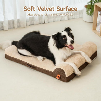 MEWOOFUN Orthopedic Dog Bed For Medium Dogs - Egg Crate Foam Sofa With Waterproof Lining & Anti-Slip Bottom, Washable Removable Cover Brown, Large