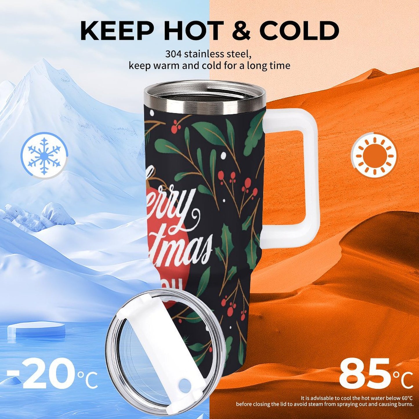 PHDT00174 POD US Local Tumbler 40 oz Large Capacity Car Cup Christmas