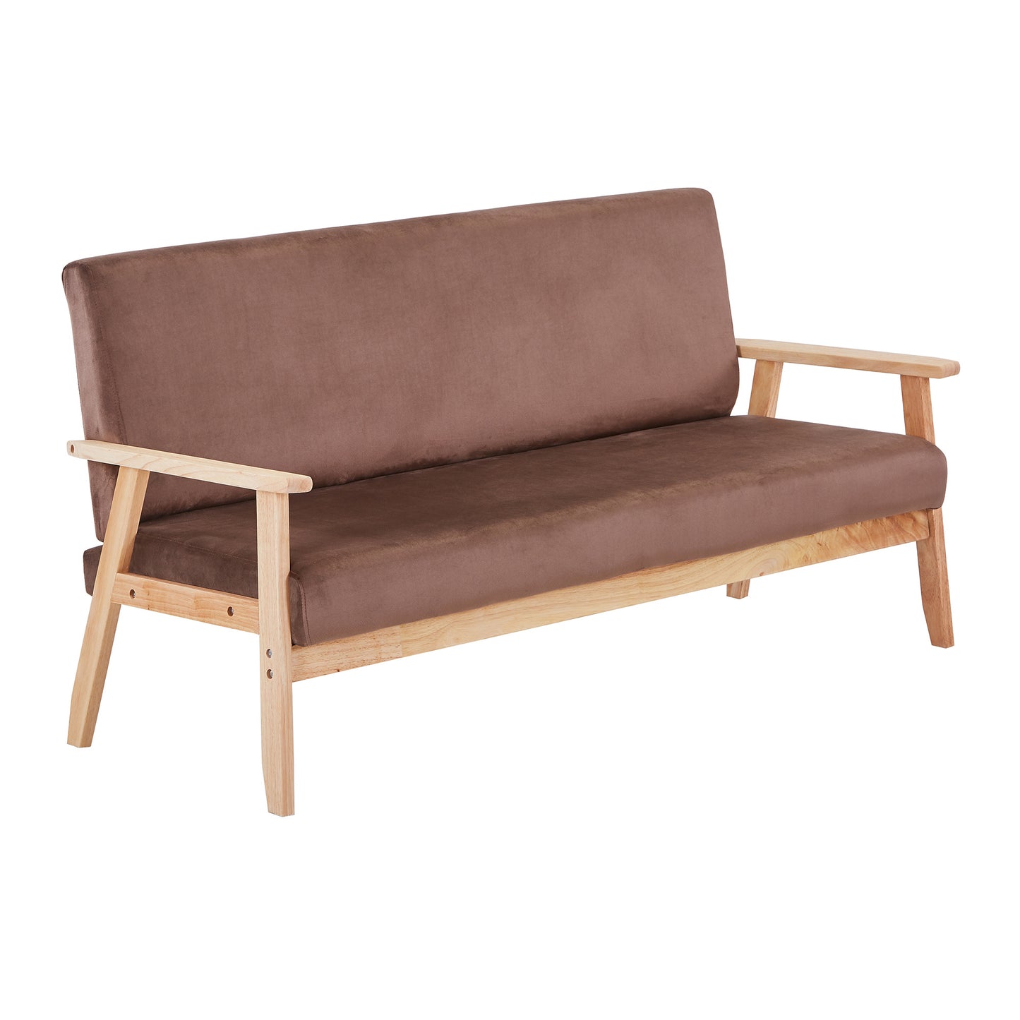 US Local Modern Velvet Loveseat Sofa With Wooden Arms Office Couch 2-3 Seat